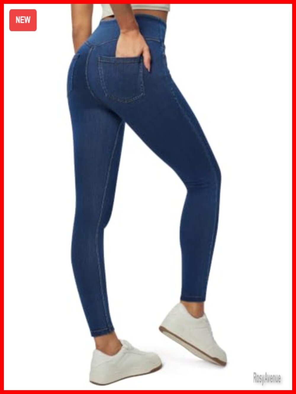 High Waist Pull On Jeggings Women Stretchy Skinny Jeans Leggings with Pockets